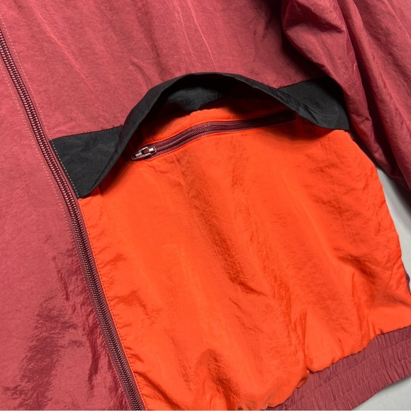 Adidas Burgundy Windbreaker Track Jacket Full Zip Women’s Size Large Colorblock - Picture 4 of 12